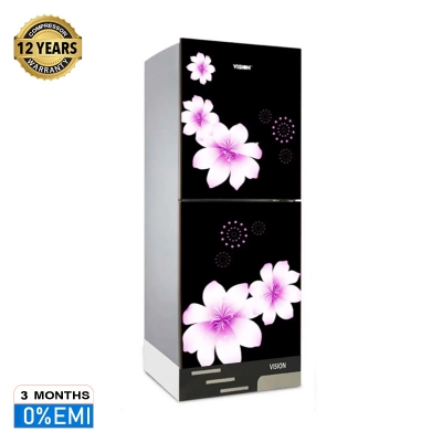 Picture of VISION Glass Door Top Mount Refrigerator RE-240 Liter Mirror White Purple