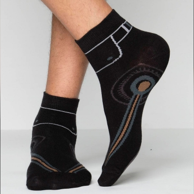 Picture of X Club Ankle Socks for Men by MB Hosiery  (Black)