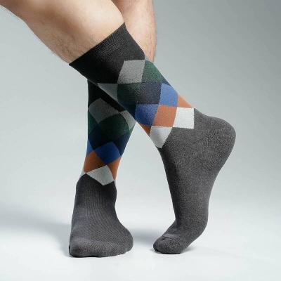 Picture of Swan Premium Long Socks For Men  (Charcoal)