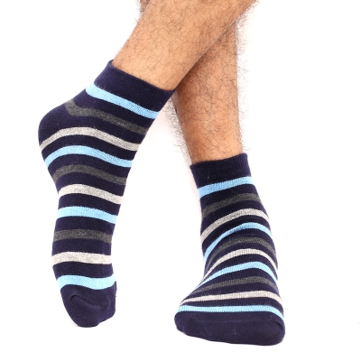 Picture of Cat Step Ankle Socks for Men by MB Hosiery  (Navy Blue)