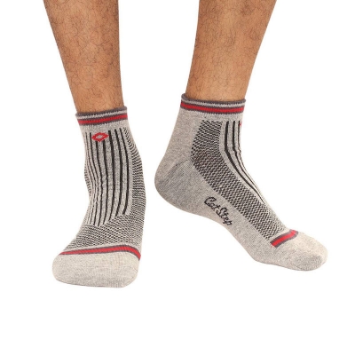Picture of Cat Step Ankle Socks for Men by MB Hosiery  (Ash)