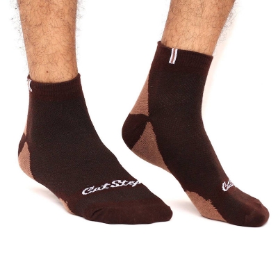 Picture of Cat Step Ankle Socks for Men by MB Hosiery  (Chocolate)