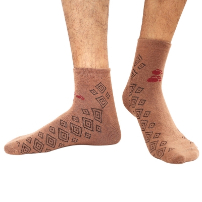 Picture of Cat Step Ankle Socks for Men by MB Hosiery  (Brown)