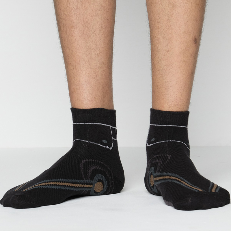 Picture of X Club Ankle Socks for Men by MB Hosiery  (Black)