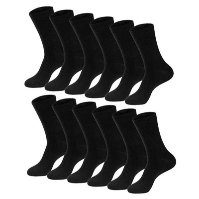 Picture of 12 Pairs Plain Black Long Socks For Men by MB Hosiery  (Multicolor)
