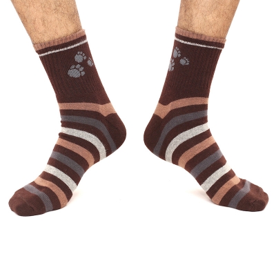 Picture of Cat Step Ankle Socks for Men by MB Hosiery  (Chocolate)