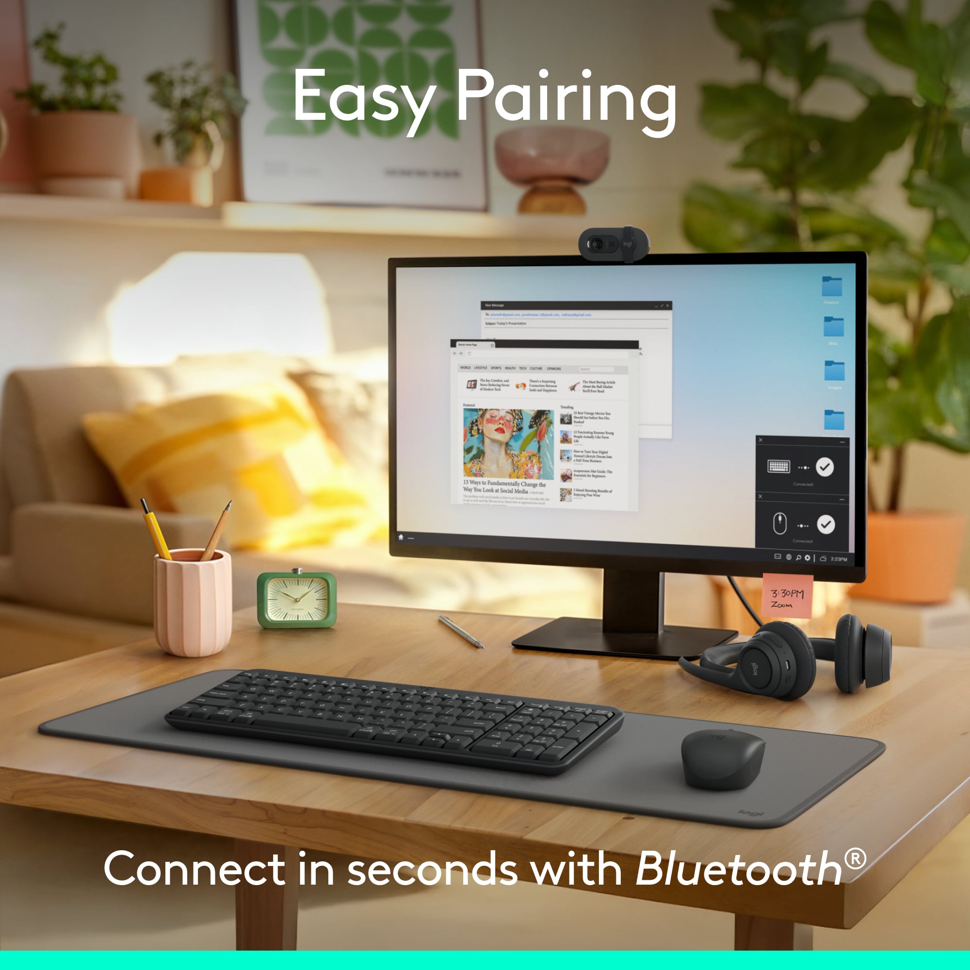Picture of Logitech K250 Bluetooth Keyboard with Numpad, Easy Connectivity, Compact Wireless Keyboard Made with Recycled Plastic, Spill-Resistant, Comfortable Keys - Windows/MacOS - Graphite
