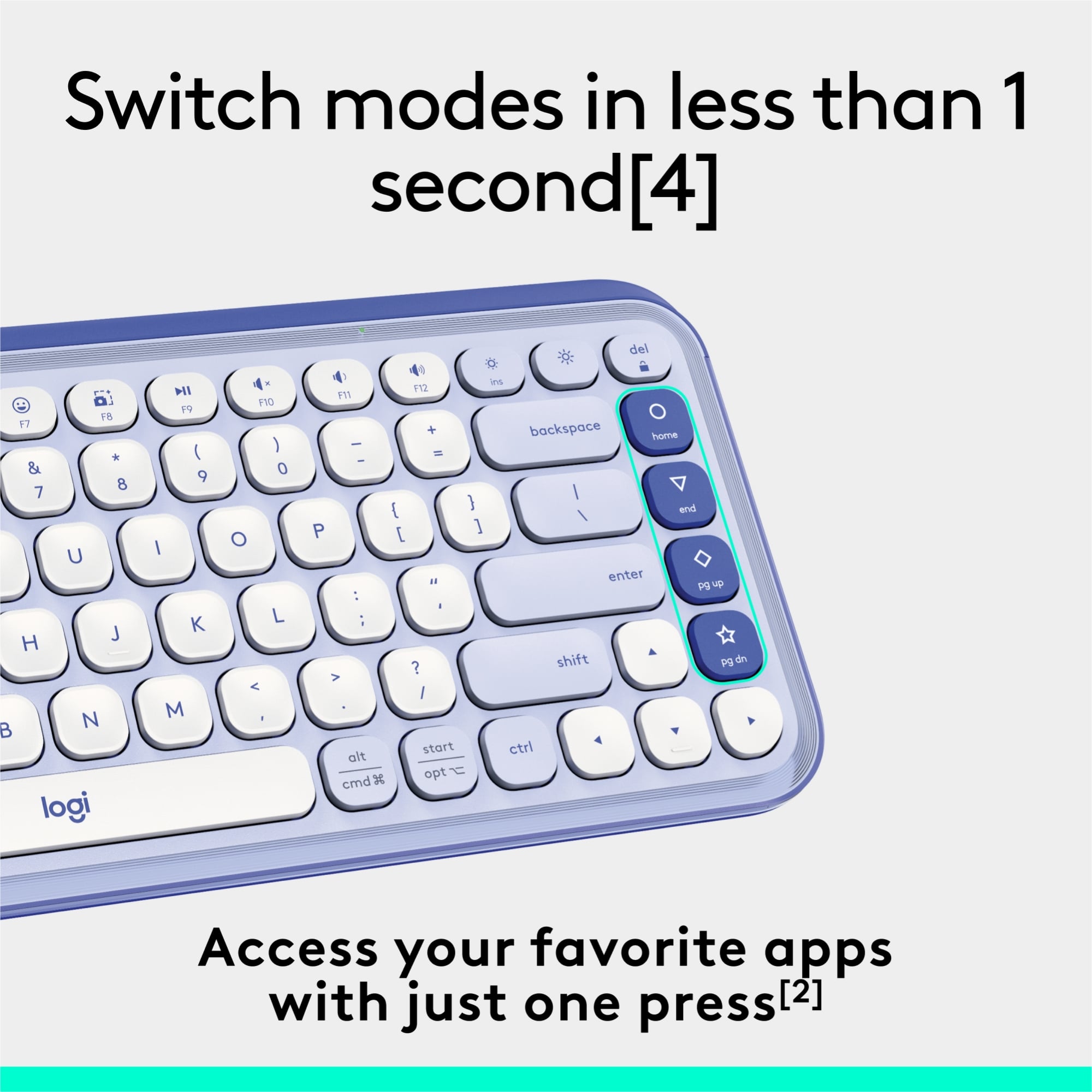 Picture of Logitech POP ICON Keys Wireless Bluetooth Keyboard, Comfortable Typing, Programmable Keys, Easy-Switch Between up to 3 Devices, for Laptop, Tablet, PC