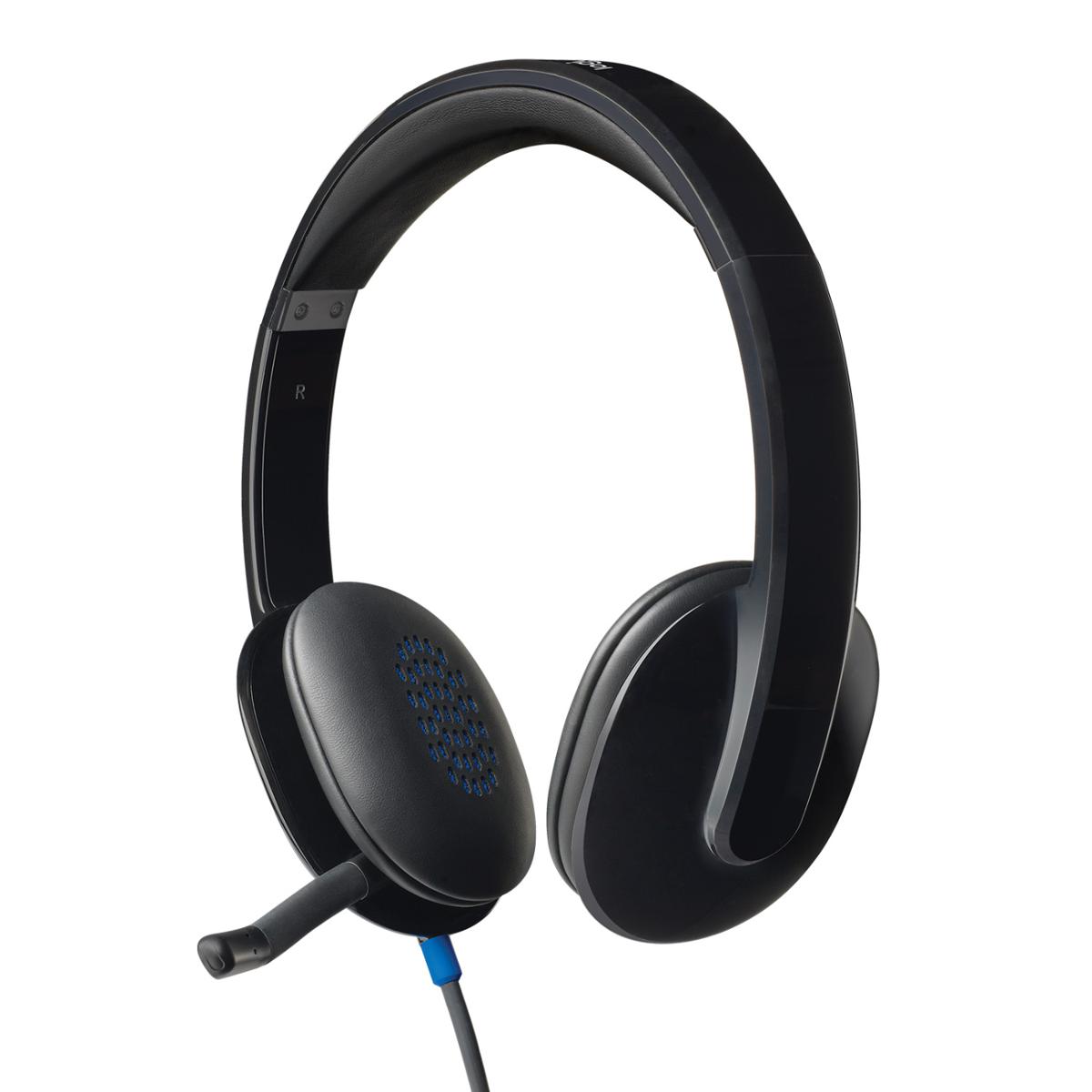 Picture of Logitech H540 Wired Headset, Stereo Headphone with Noise-Cancelling Microphone, USB, On-Ear Controls, Mute Indicator Light, PC/Mac/Laptop - Black