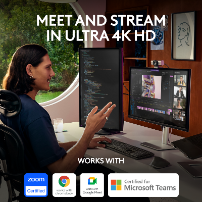 Picture of Logitech MX Brio Ultra HD 4K Streaming Webcam, 1080p at 60 FPS, USB-C, Webcam Cover, Works with Microsoft Teams, Zoom, Google Meet