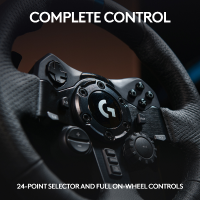 Picture of Logitech G923 Racing Wheel and Pedals, TRUEFORCE Feedback, Responsive Driving Design, Dual Clutch Launch Control, Genuine Leather Steering Wheel Cover, for PS5, PS4, PC, Mac