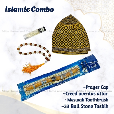 Picture of Ramadan Islamic Combo Set Tupi 33 ball stone tosbih Attar Meswak  Creed aventous