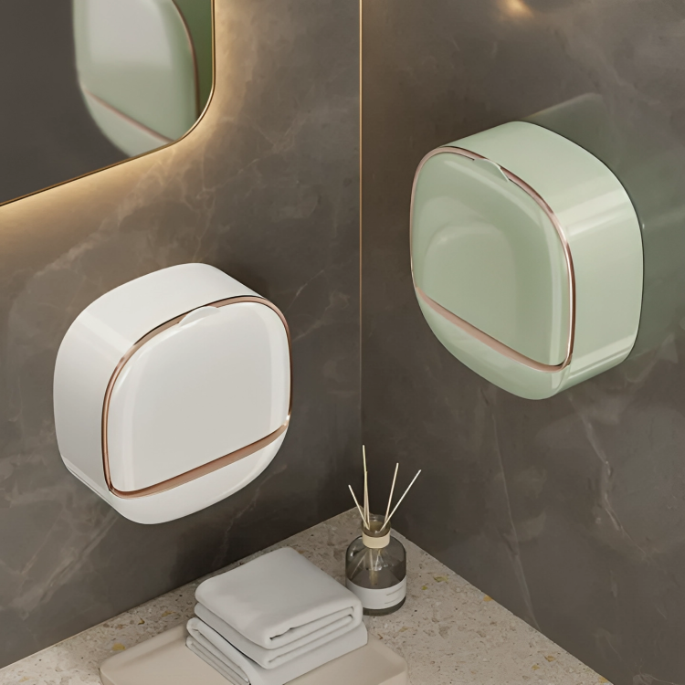 Picture of Soap Holder With Lid Drain Soap Box Punch-Free Flip-Top Soap Dish Creative Waterproof Storage Rack Bathroom Accessories (Multicolor)