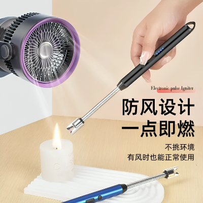 Picture of Modern Outdoor Portable Electric Kitchen Gas Lighter/Arc Lighter USB Rechargeable Long Lighter Windproof Candle Lighter Outdoor Plasma Flexible Neck (Multicolor)