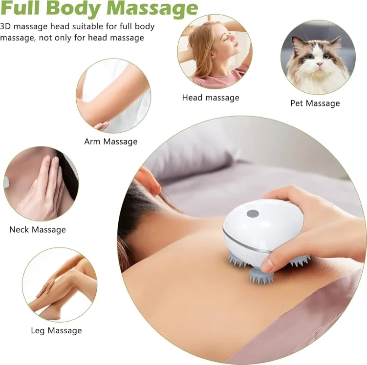 Picture of Electric Scalp Massager, Portable Head Massager with Kneading 96 Massage Nodes, Handheld Head Scratcher Massager for Stress Relax and Pain Relief, Ideal Gifts for Women, Men ,unisex (Multicolor)