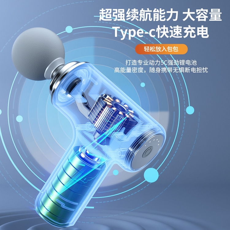 Picture of NEW Fascia Gun Cross-Border Mini Electric Muscle Massager to Relax Cervical Spine Professional-Grade Smart Home Portable Fascia Gun (Multicolor)