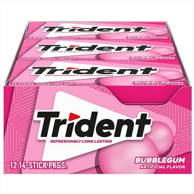Picture of Trident Bubble Gum Sugar Free Gum 12 Packs