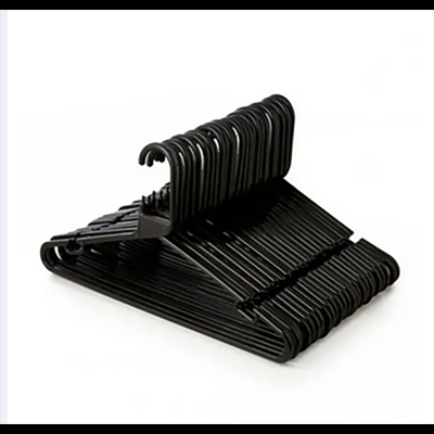 Picture of Black Plastic Wardrobe Cloth Hangers,-12pcs