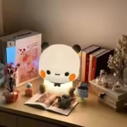 Picture of Panda LED Night Light | Cute Panda Plastic Lamp Bedside Decor Creative Kids Night Light Birthday Gift Cake Decor | Small dim light panda for baby and men (Multicolor)