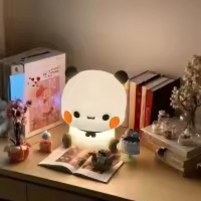 Picture of Panda LED Night Light | Cute Panda Plastic Lamp Bedside Decor Creative Kids Night Light Birthday Gift Cake Decor | Small dim light panda for baby and men (Multicolor)