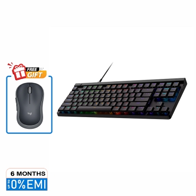 Picture of Logitech G515 TKL Wired Low Profile Gaming Keyboard, Fully Customisable RGB, Double-Shot PBT Keycaps, Tactile/Brown Switches - Black