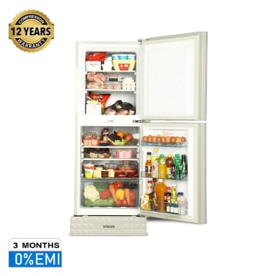 Picture of VISION Glass Door Top Mount with Low Noise Compressor & Fast Cooling Speed Refrigerator RE-222 Liter Mirror Blue FL