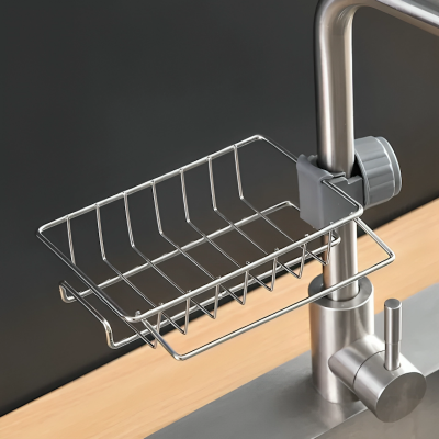 Picture of Faucet Rack Kitchen Stainless Steel Sponge Sink Drain Storage Holder Soap Drainer Towel Rack Shelf Organizer Kitchen Accessories (Multicolor)
