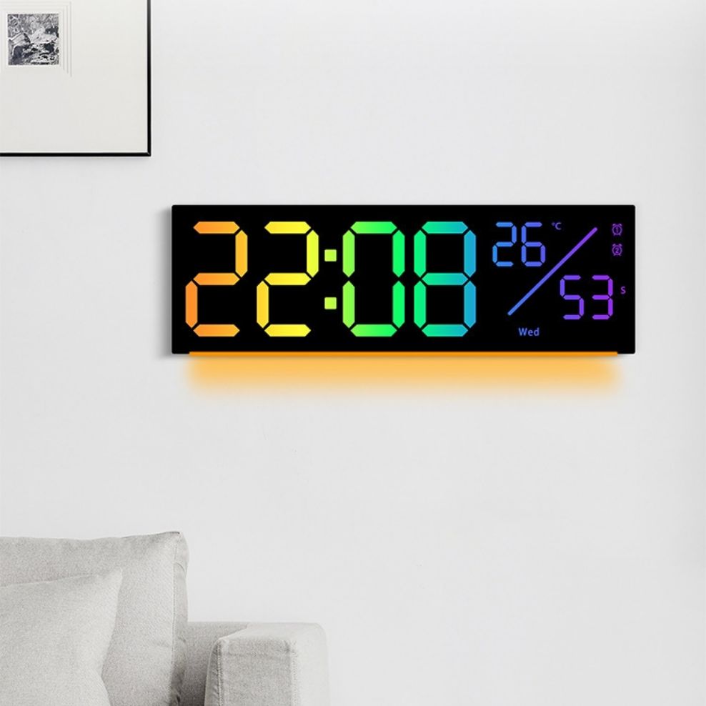 Picture of 11" RGB Digital LED Wall Clock With RGB night light Remote control Alarm Table Clock