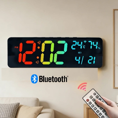 Picture of 14" Bluetooth time LED Wall clock RGB Display