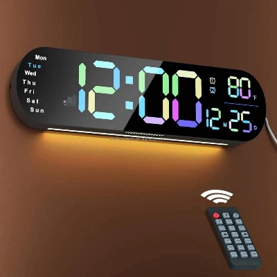 Picture of 14 inch Oval Digital Led Wall Clock Mixed Color