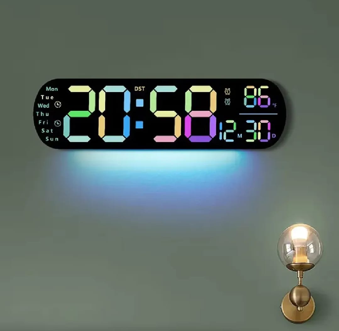 Picture of 14 inch Oval Digital Led Wall Clock Mixed Color