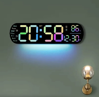 Picture of 14 inch Oval Digital Led Wall Clock Mixed Color