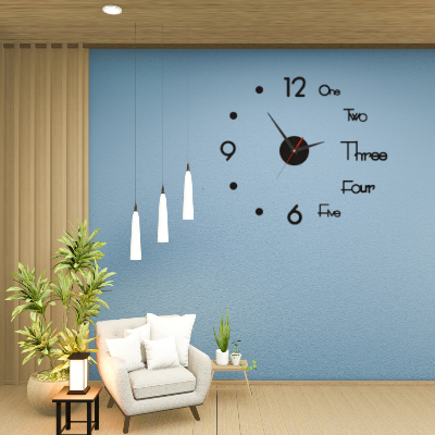 Picture of 3D Wall ClockCreative 3D Acrylic Mirror Stickers Wall Clock DIY Digital Clock Quartz Needle Horloge Modern Design Living Room Home Decor by Doob Cart Silver