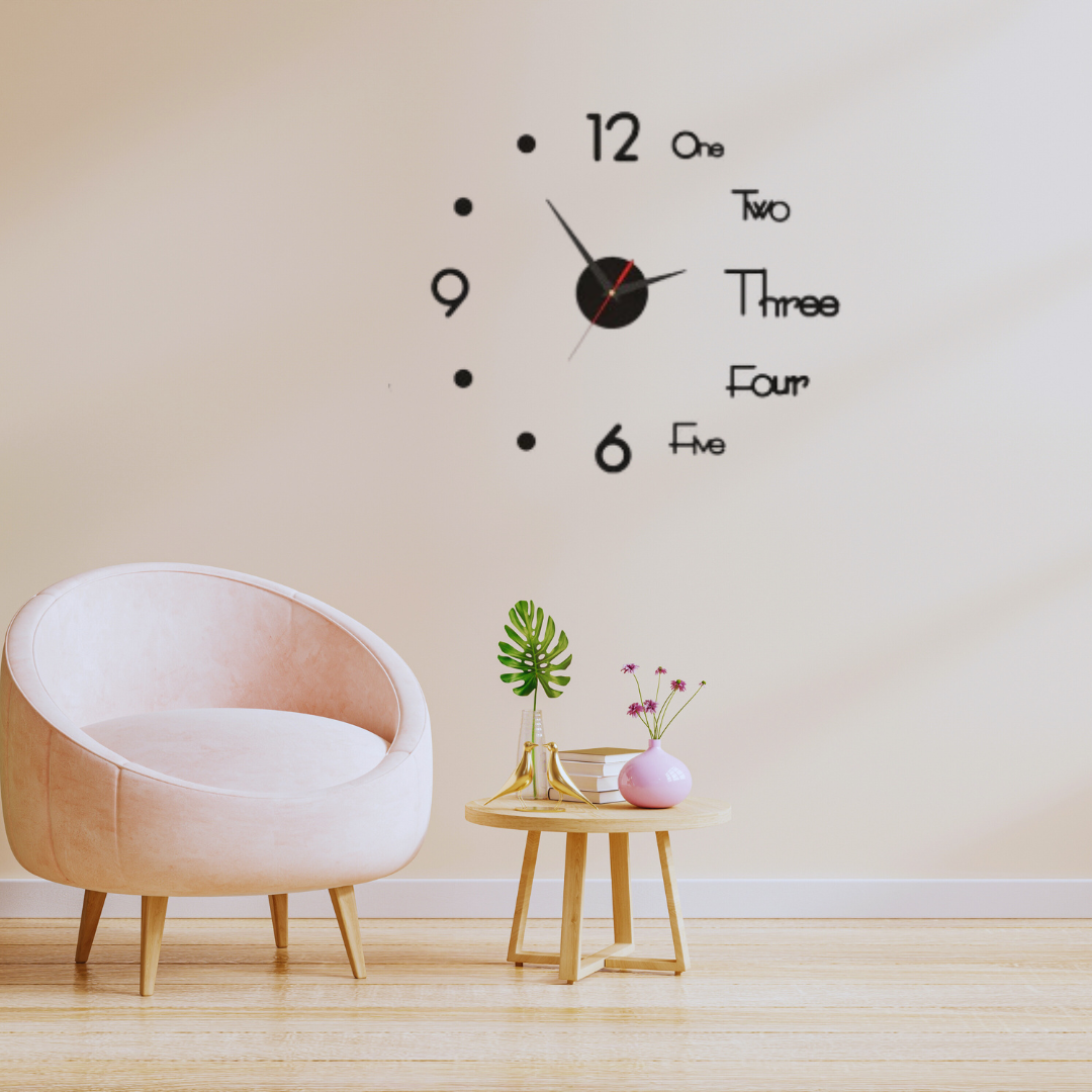 Picture of 3D Wall ClockCreative 3D Acrylic Mirror Stickers Wall Clock DIY Digital Clock Quartz Needle Horloge Modern Design Living Room Home Decor by Doob Cart Silver