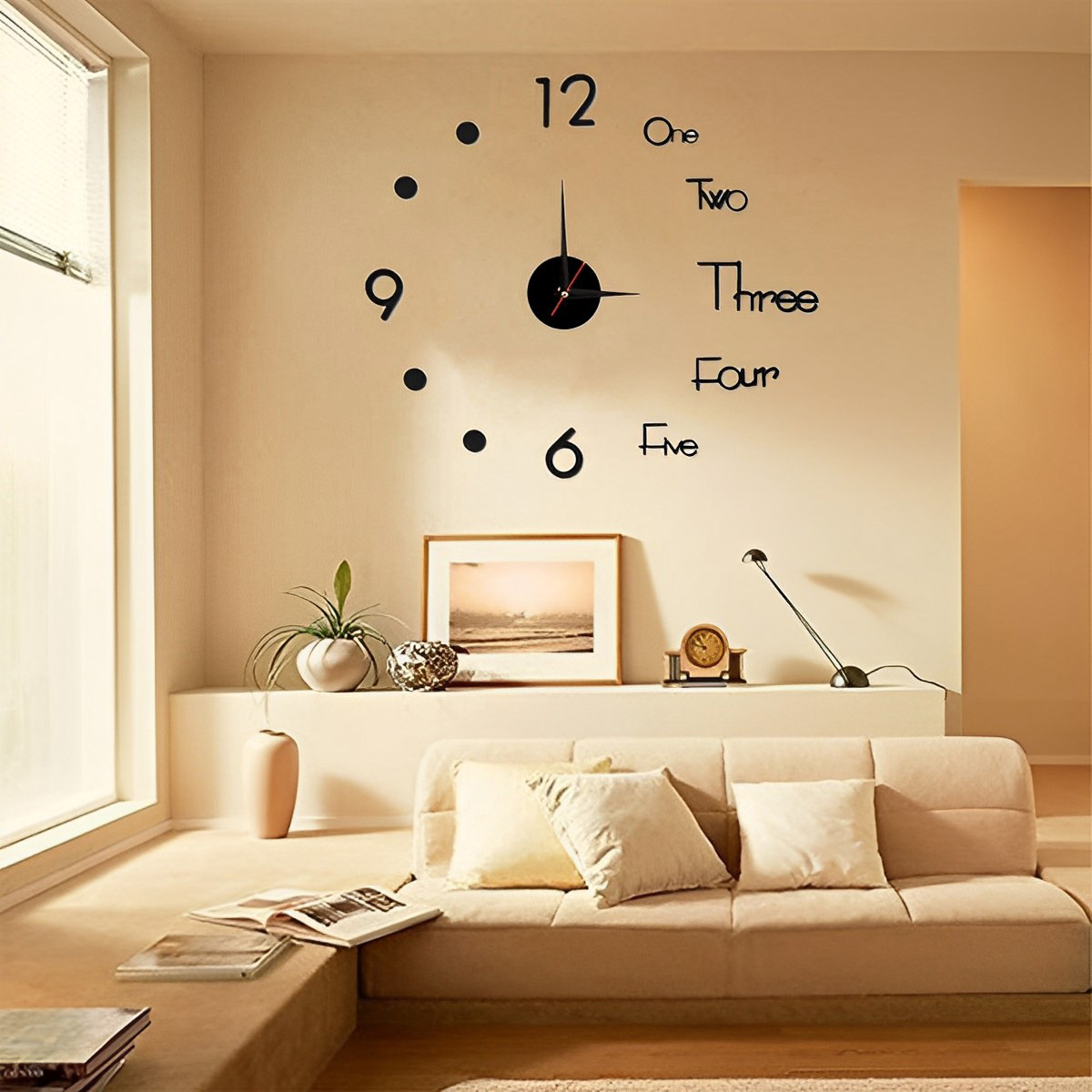 Picture of Luxury Decor 3D Wall Clock Sticker DIY Mirror Clock Brief Living Room Decor Modern Design Silent Acrylic Big Watch by Doob Cart Silver