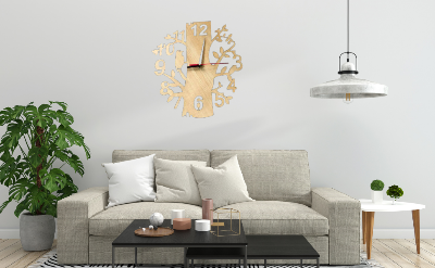Picture of Wall Clock Tree Birds Shaped  tree with  wooden bird Laser Cut Designer Wooden Wall Clock color wooden and family black by Doob Cart Multicolor