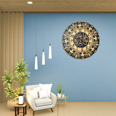Picture of Kalmia Tayyab Wooden Islamic Clock 30.48 CM Islamic Wall Art, Islamic Home, Office, Pray Room, Living Room, Hall & Gift Decor, Islamic Decoration by Doob Cart Multicolor