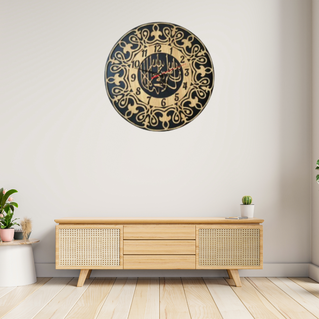 Picture of Kalmia Tayyab Wooden Islamic Clock 30.48 CM Islamic Wall Art, Islamic Home, Office, Pray Room, Living Room, Hall & Gift Decor, Islamic Decoration by Doob Cart Multicolor