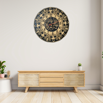 Picture of Kalmia Tayyab Wooden Islamic Clock 30.48 CM Islamic Wall Art, Islamic Home, Office, Pray Room, Living Room, Hall & Gift Decor, Islamic Decoration by Doob Cart Multicolor