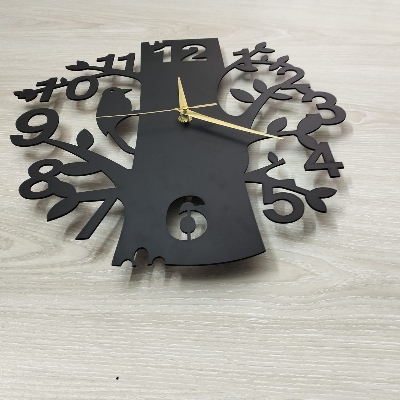 Picture of Wall Clock  Black Tree Birds Shaped Laser Cut Designer Wooden Wall Clock. by Doob Cart Wood