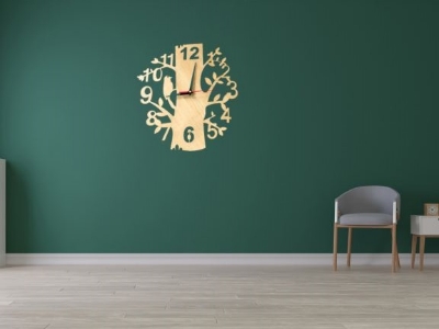 Picture of Wall Clock  Black Tree Birds Shaped Laser Cut Designer Wooden Wall Clock. by Doob Cart Wood