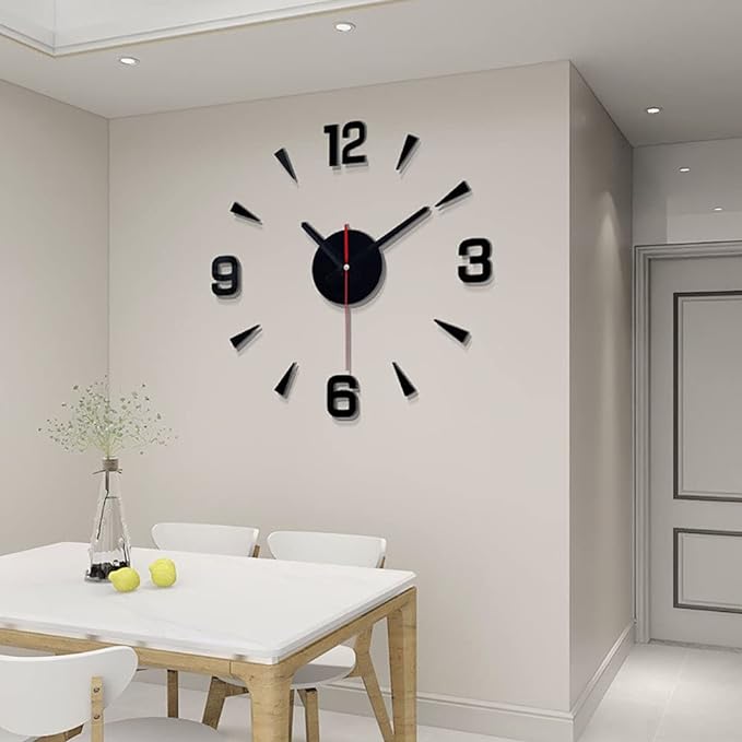Picture of Luxury Decor 3D DIY Wall Clock,Round Stylish Modern Wall Clock,Battery Operated Non-Ticking Hanging Clocks,for Office,Dining Room,Class Room  30 cm by Doob Cart