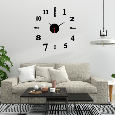 Picture of 3D Wall Clock Mirror Wall Stickers Creative DIY Wall Clocks Removable Art Decal Sticker Home Decor Living Room Quartz Needle Hot 30 cm by Doob Cart