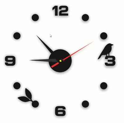 Picture of Acrylic Wall Clocks Frameless Modern 3D Wall Clock Stickers for Living Room Bedroom Office Living Room12 inch  Black and Sliver by Doob Cart