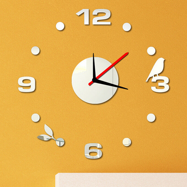 Picture of Acrylic Wall Clocks Frameless Modern 3D Wall Clock Stickers for Living Room Bedroom Office Living Room12 inch  Black and Sliver by Doob Cart