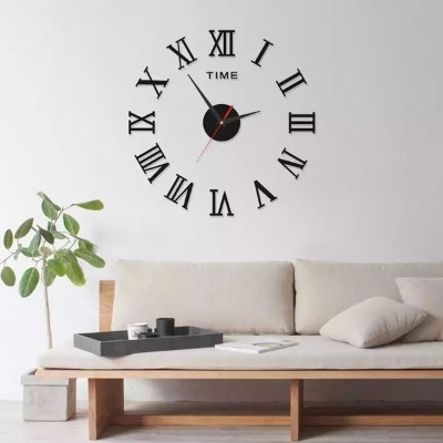 Picture of New 3D Roman Numeral Acrylic Mirror Wall Clock Sticker Fashion DIY Quartz Clocks Watch Home Decoration Living Room Stickers size 30 cm by Doob Cart Silver