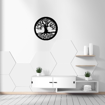 Picture of Luxury Decor Tree of Life  Round Wall Decor Hanging Modern Art Powder Coated Finish | Home Decor Frames for Wall Ideal for Bedroom, Living Room, Bathroom, Balcony, & Gallery - Black(45.1 x 45.1 Cm) by Doob Cart Black