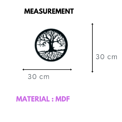 Picture of Luxury Decor Tree of Life  Round Wall Decor Hanging Modern Art Powder Coated Finish | Home Decor Frames for Wall Ideal for Bedroom, Living Room, Bathroom, Balcony, & Gallery - Black(45.1 x 45.1 Cm) by Doob Cart Black