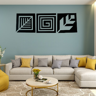 Picture of Luxury Four Element Modern Art Wall Decor with Powder Coated Finish - Black (30 Cm X 90Cm) by Doob Cart Black