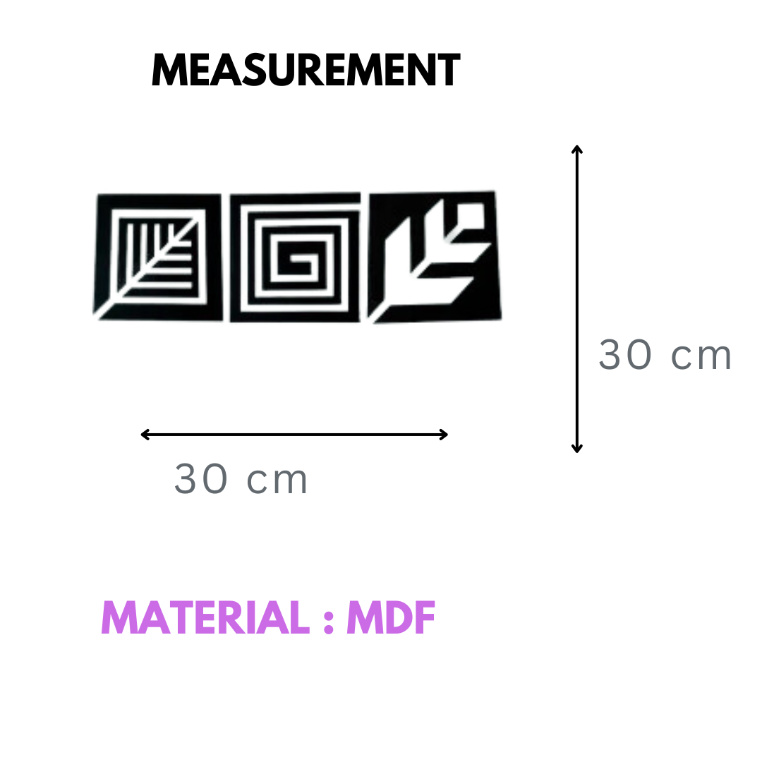 Picture of Luxury Four Element Modern Art Wall Decor with Powder Coated Finish - Black (30 Cm X 90Cm) by Doob Cart Black